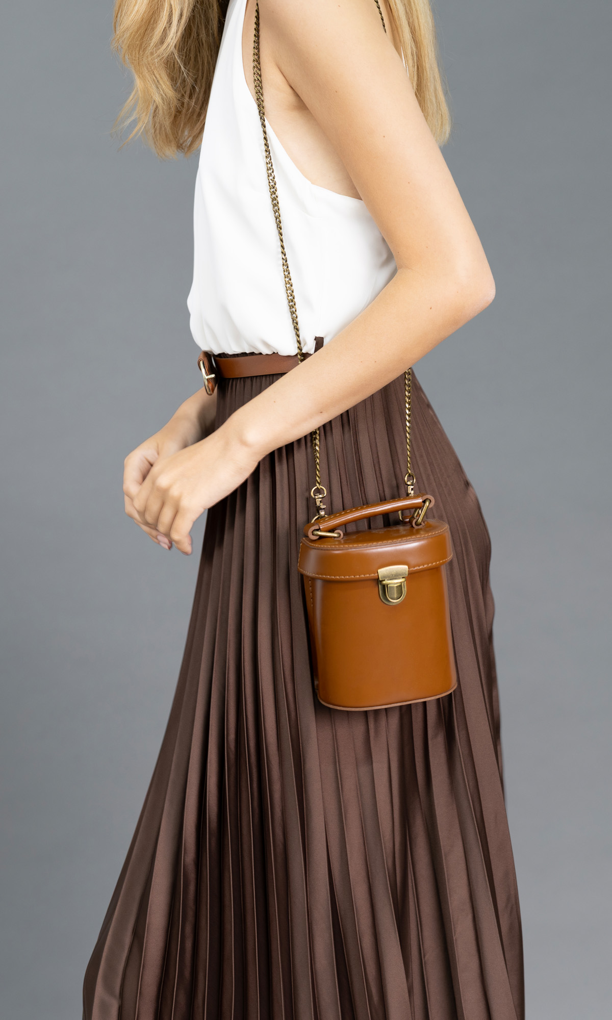 Alex Mini | Leather Handbag | Caramel